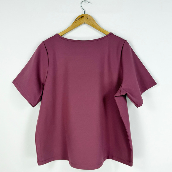 Beta Brand Women’s Boxy Short Sleeve High Low Top XL Burgundy Ponte Knit - Picture 7 of 10